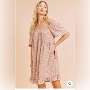 Floral Off-Shoulder Puff Sleeve Mini Dress